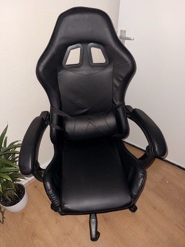 Black leather gaming chair - black,