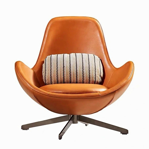 Modern brown leather swivel - leather,